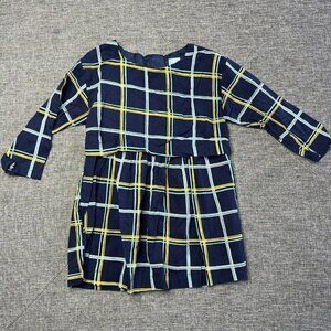 Baby Gap Dress Girls 3‎ Years / 3T Navy Blue Plaid Long Sleeve